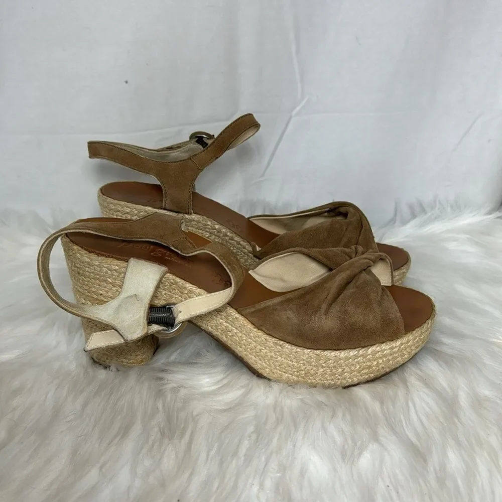 Paul Green‎ Harper Tan Platform Espadrille Sandals Sz US 8